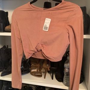 Suede crop top in mauve